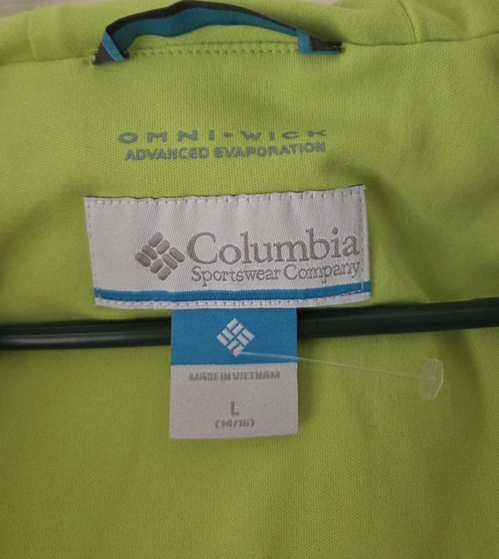 Columbia Girls Jacket L Omni-Wick Pink and Lime Green Windbreaker